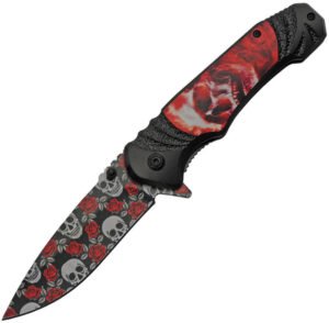 China Made Rose Skull Linerlock (3.5″)