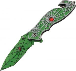 China Made Spider Web Linerlock A/O Green (3.75″)