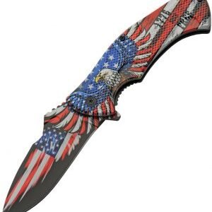 China Made Flag Linerlock A/O Eagle (4″)