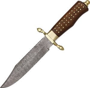 Damascus Brass Pin Bowie (7.5″)