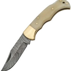 Damascus Camel Bone Lockback