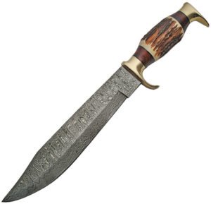 Damascus Stag Bowie Damascus (10.5″)