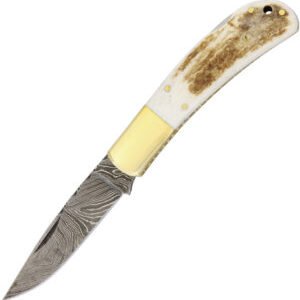 Damascus Lockback Stag (3″)