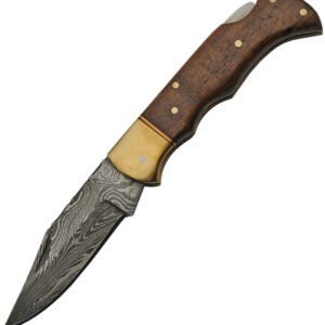 Damascus Lockback Wood (2.75″)