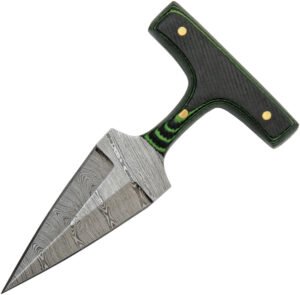 Damascus Push Dagger Micarta Green (3″)