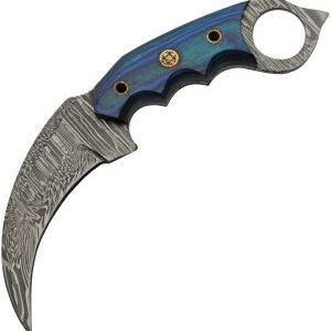 Damascus Talon Karambit Blue (3.75″)