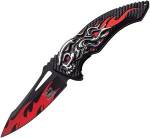 Dark Side Skull Flame Linerlock A/O Red (4″)