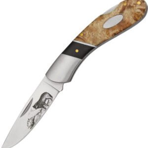 Elk Ridge Wolf Lockback Knife Burl Wood (3″)