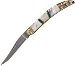 Elk Ridge Toothpick Knife MOP Green Stone
