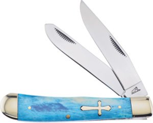 Frost Cutlery Trapper Blue Smooth Bone