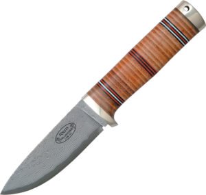 Fallkniven Idun Damascus Knife Stacked Leather (4″)