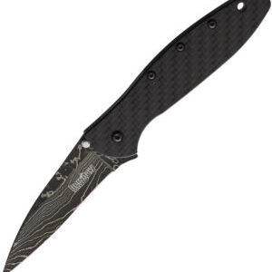 Kershaw Leek Linerlock A/O CF Damascus (3″)