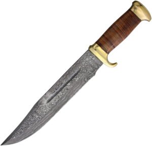 Marbles Damascus Bowie Stacked Leather (11.5″)