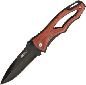 MTech Linerlock Knife Brown Pakkawood