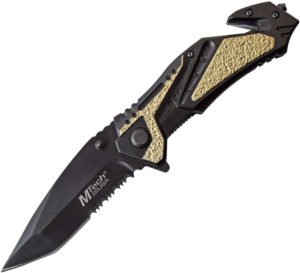 MTech Linerlock A/O Knife Tan Serrated (3.75″)