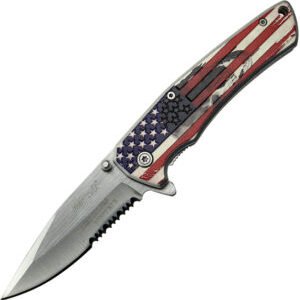 MTech American Flag A/O Knife Serrated (3.25″)