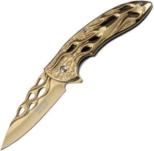 MTech Flame Linerlock A/O Knife Gold (3.25″)