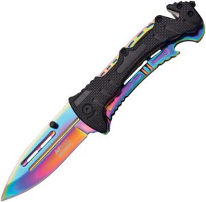 MTech Rescue Linerlock A/O Knife Rainbow (3.25″)