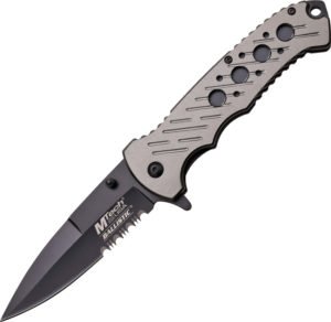 MTech Linerlock A/O Knife Gray Serr (3.75″)