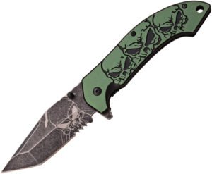 MTech Skull Linerlock A/O Knife Green (3.5″)