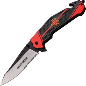 MTech Fire Linerlock A/O Knife Black Red (3.75″)