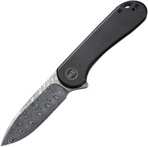 We Knife Elementum Black Ti Damasteel (3″)
