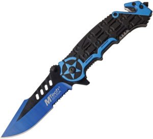 MTech Linerlock A/O Knife Blue Serrated (3.5″)