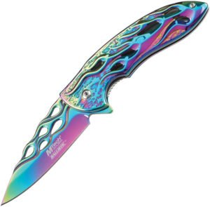 MTech Flame Linerlock A/O Knife Rainbow (3.25″)